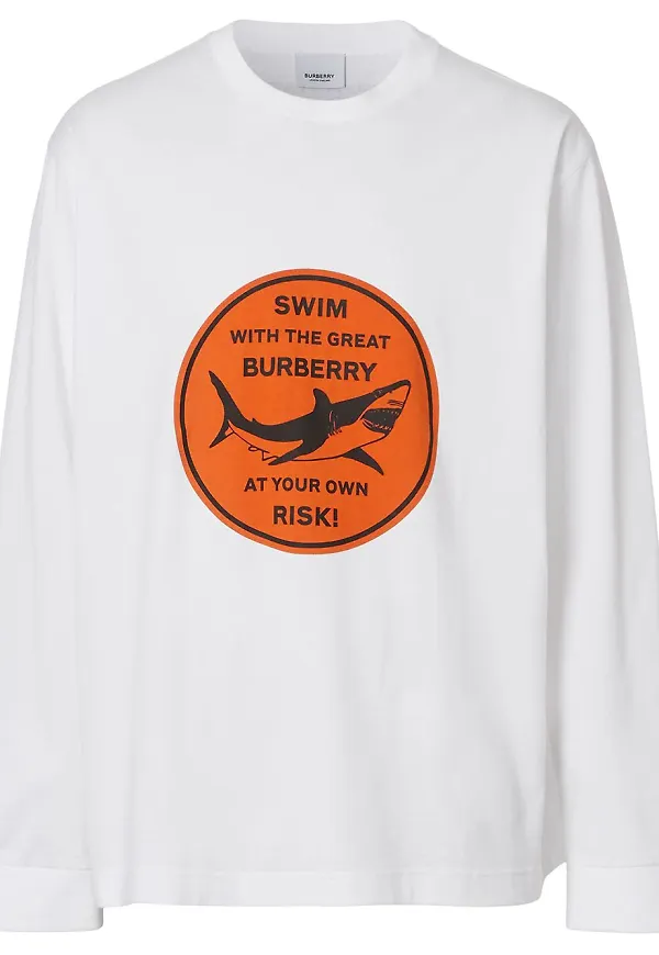 Burberry t-shirt med hajtryck - Vit