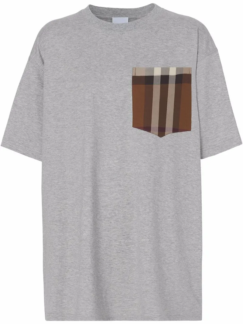 Burberry t-shirt med rutig ficka - Grå
