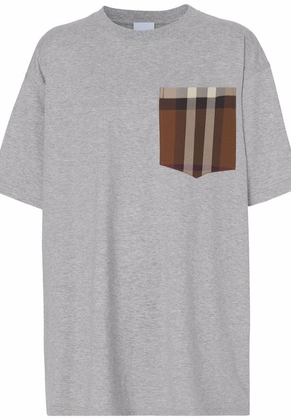 Burberry t-shirt med rutig ficka - Grå