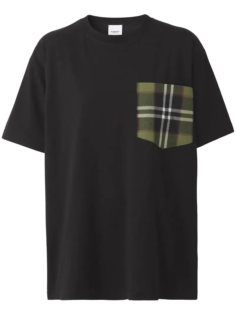 Burberry t-shirt med rutig ficka - Svart