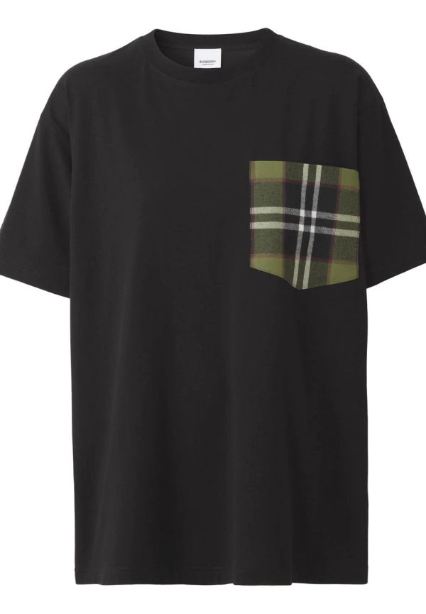 Burberry t-shirt med rutig ficka - Svart
