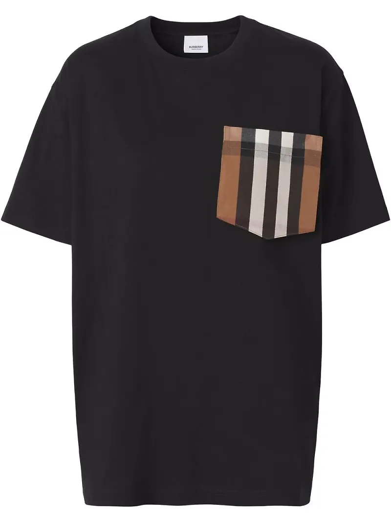 Burberry t-shirt med rutig ficka - Svart