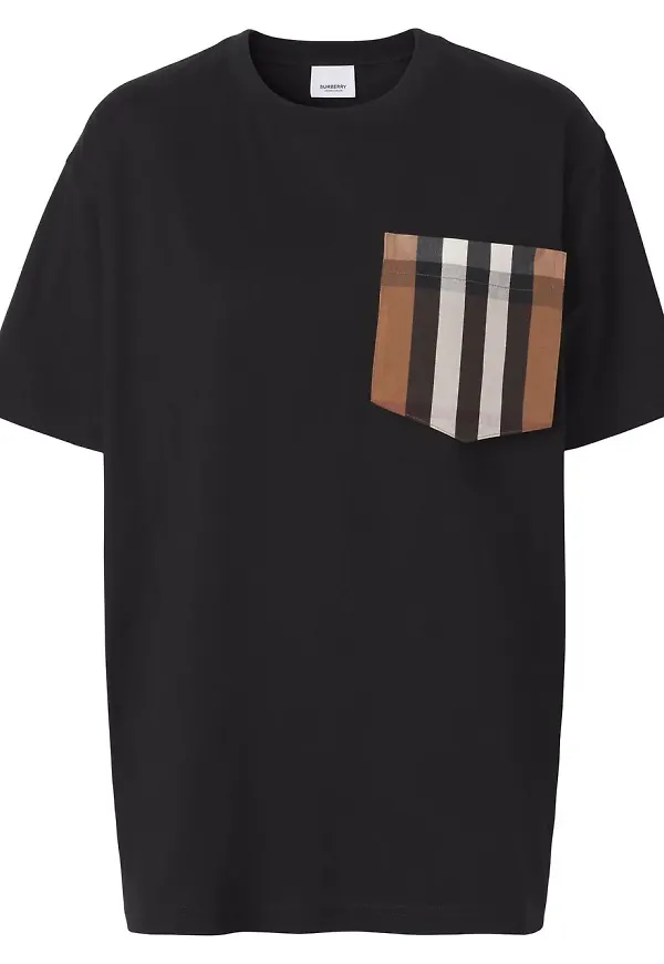 Burberry t-shirt med rutig ficka - Svart
