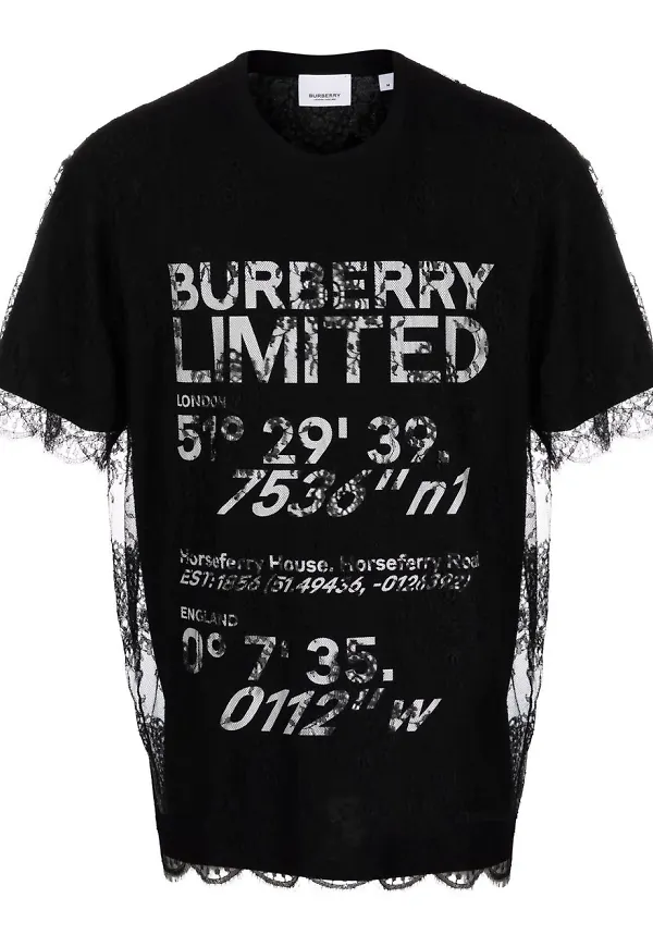 Burberry t-shirt med spetsdetalj - Svart