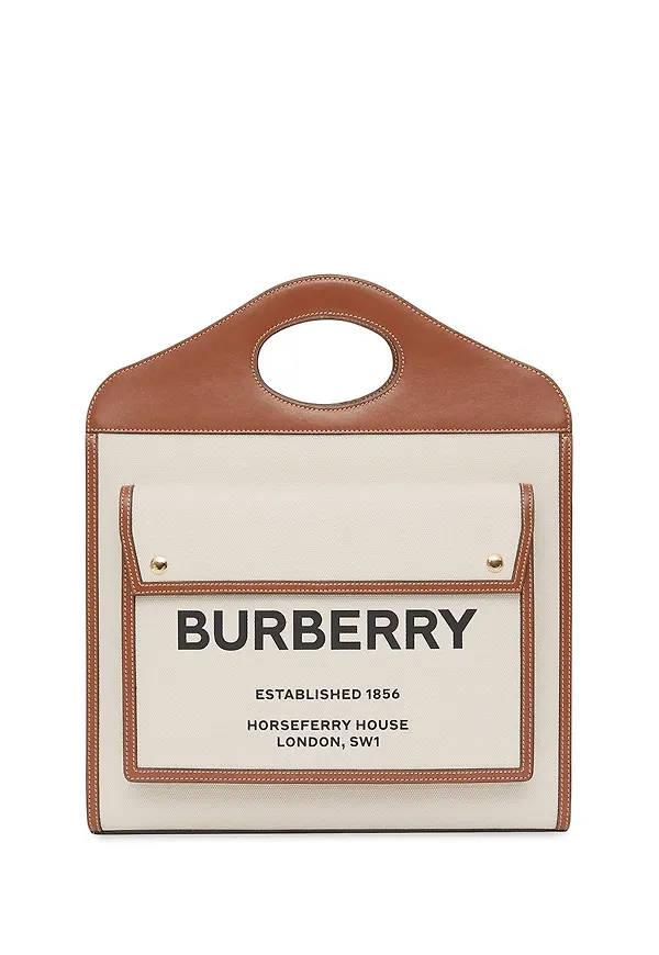 Burberry totebag med ficka - Neutral