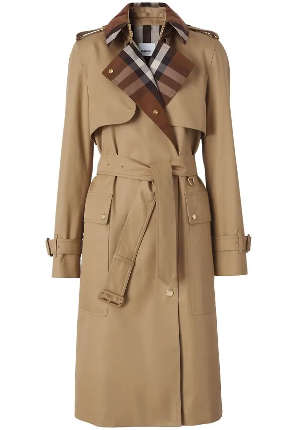 Burberry trenchcoat med rutig panel - Brun