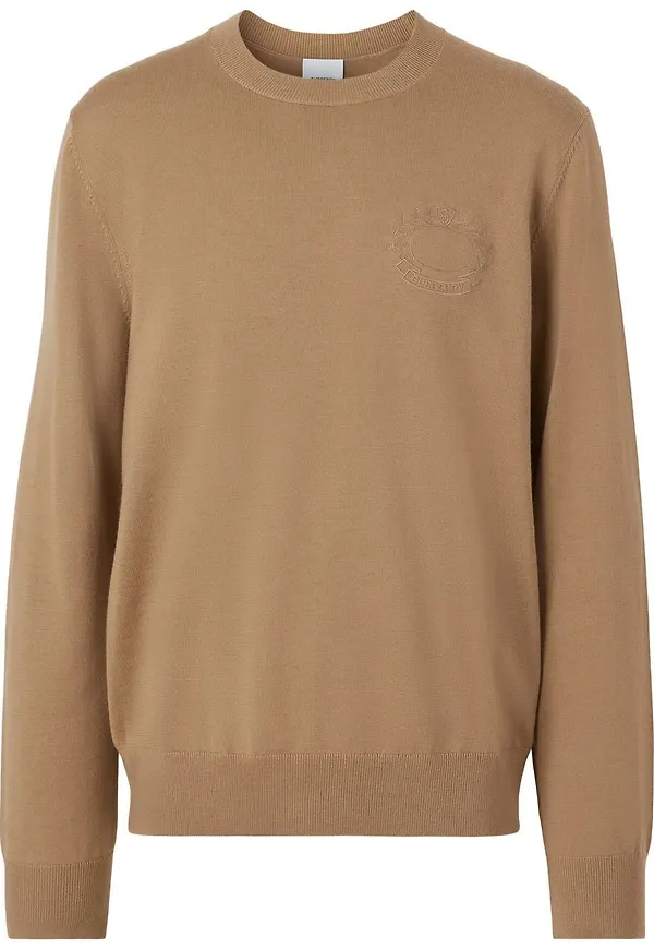 Burberry tröja med broderat vapen - Brun