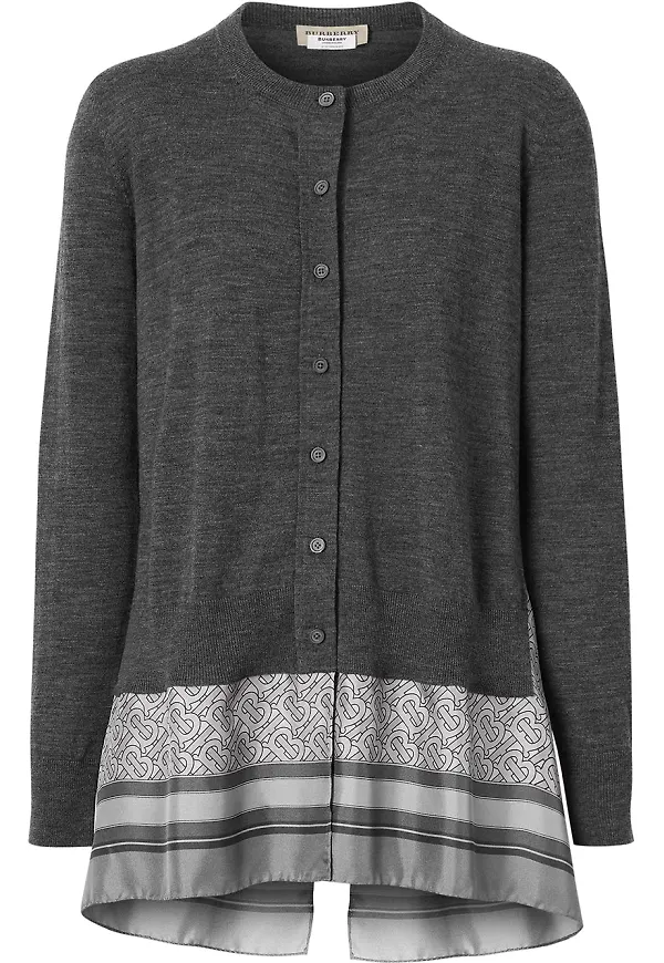 Burberry ullcardigan med monogram - Grå