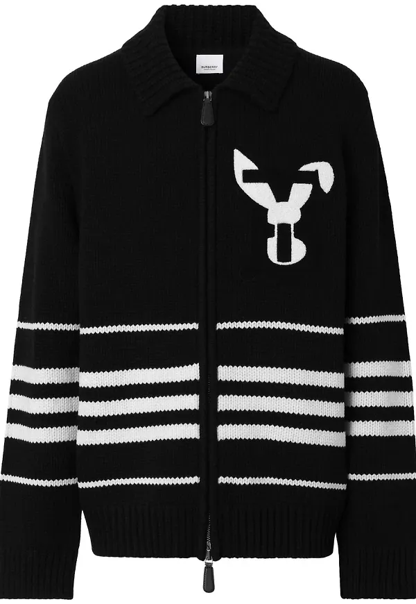 Burberry ulljacka med kaninapplikation - Svart