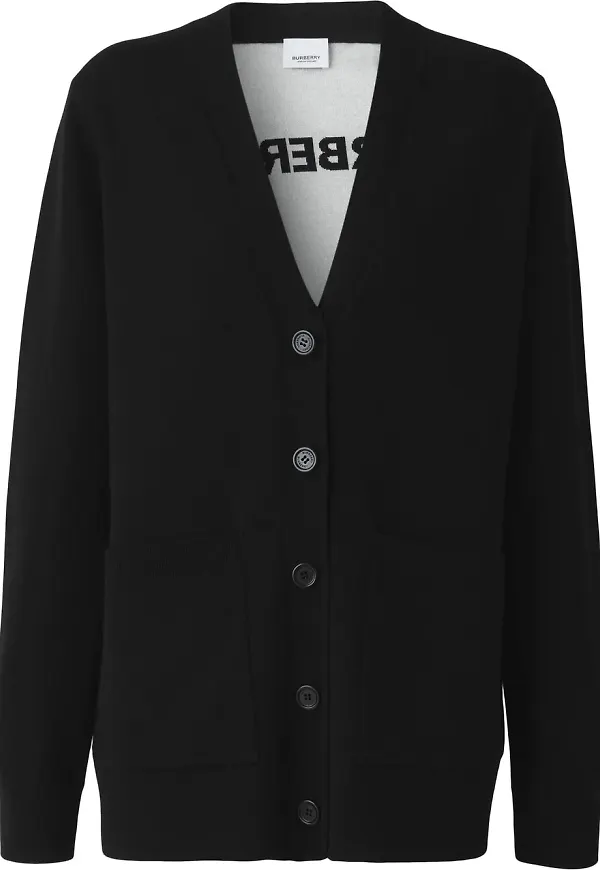 Burberry v-ringad kofta med knäppning - Svart