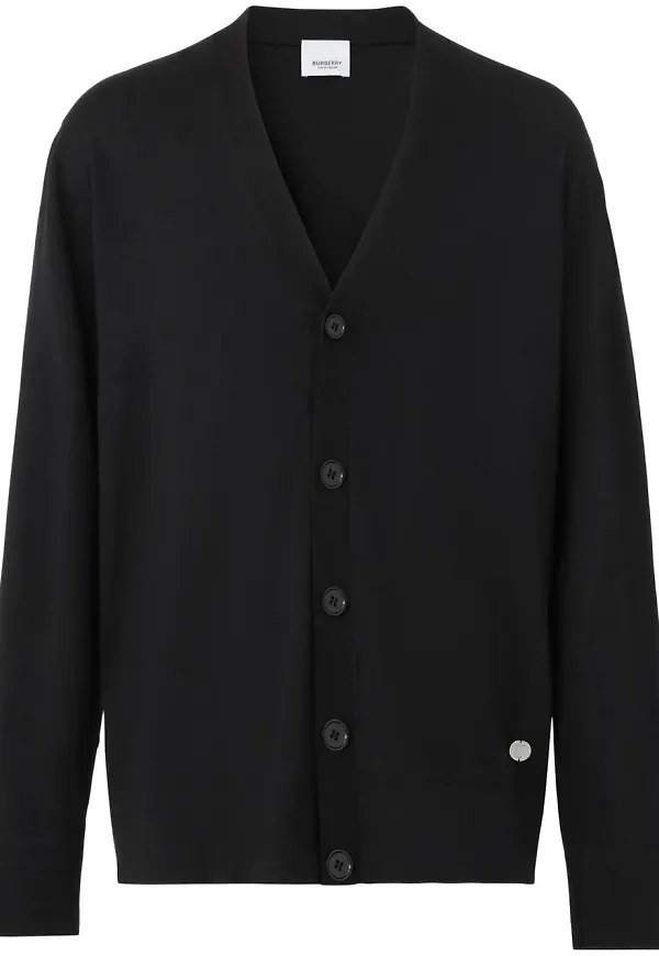 Burberry v-ringad kofta med monogram - Svart