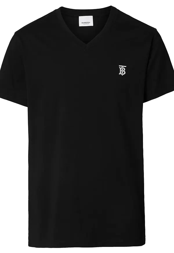 Burberry v-ringad t-shirt med monogram - Svart