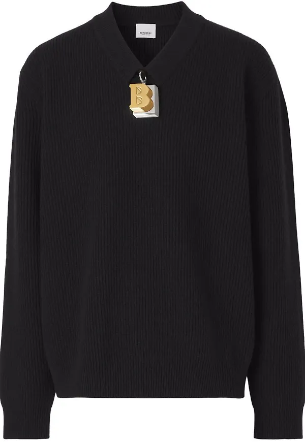 Burberry v-ringad tröja med bokstavsmotiv - Grön