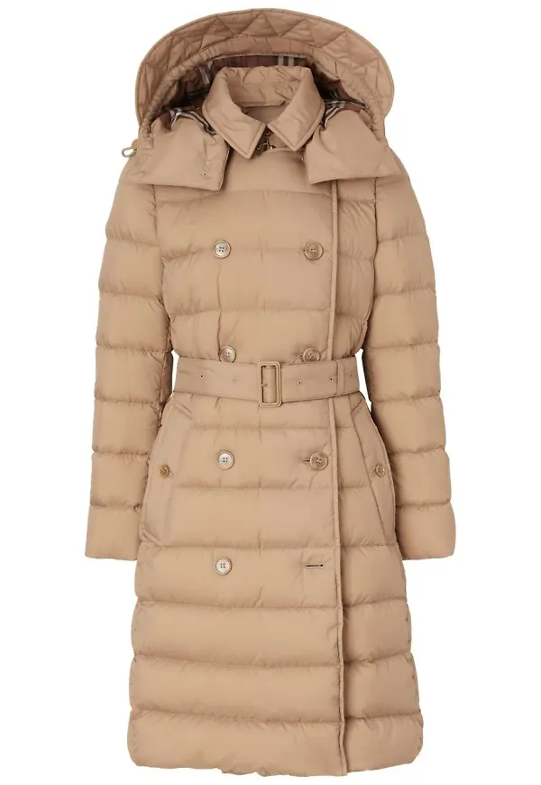Burberry vadderad kappa med bälte - Brun