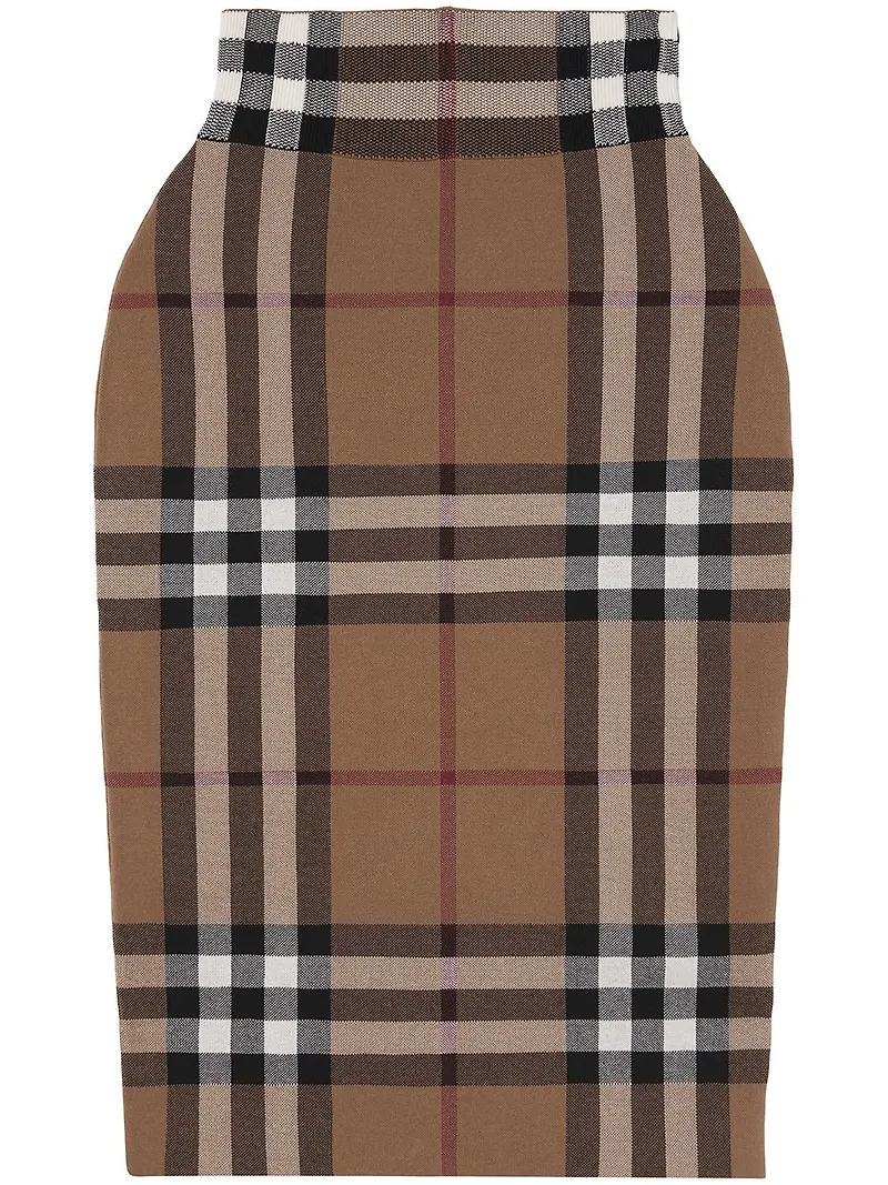 Burberry vintagerutig midikjol i jacquard - Brun