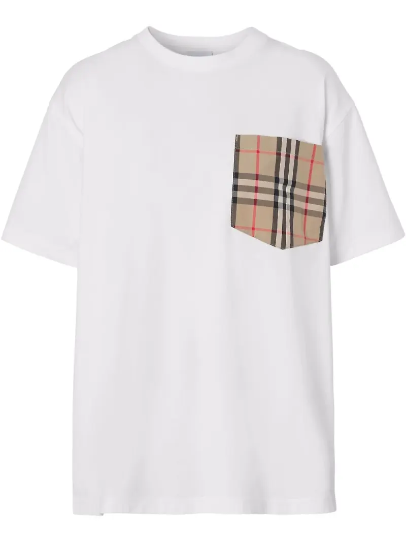Burberry vintagerutig t-shirt med ficka - Vit