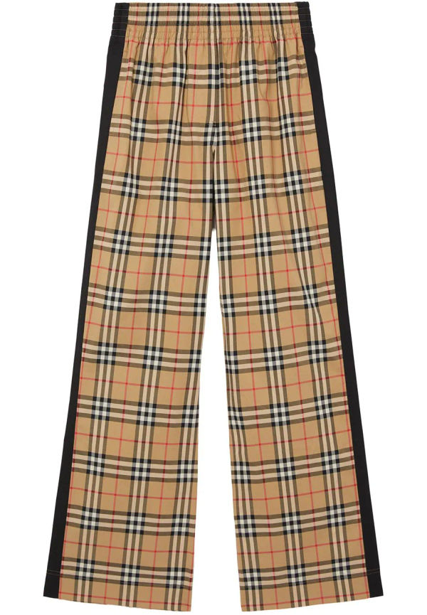 Burberry vintagerutiga byxor med hög midja - Brun