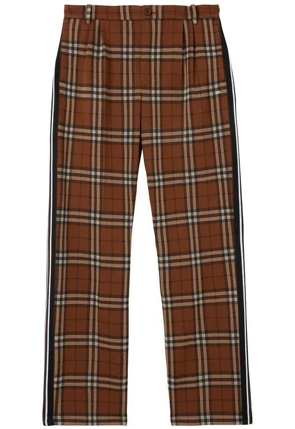Burberry vintagerutiga byxor med vida ben - Brun