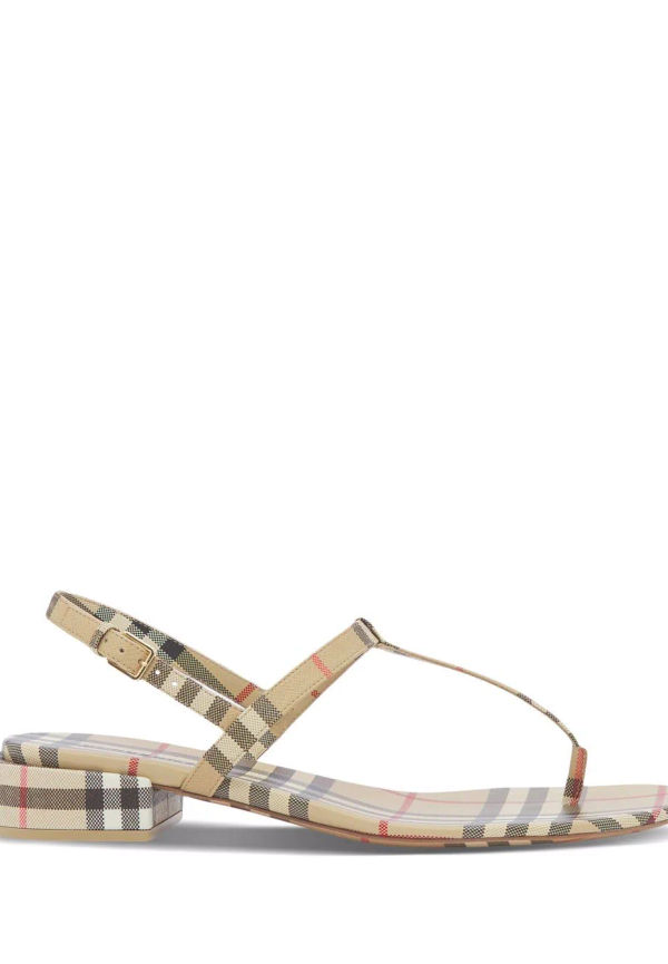Burberry vintagerutiga sandaler med tårem - Neutral