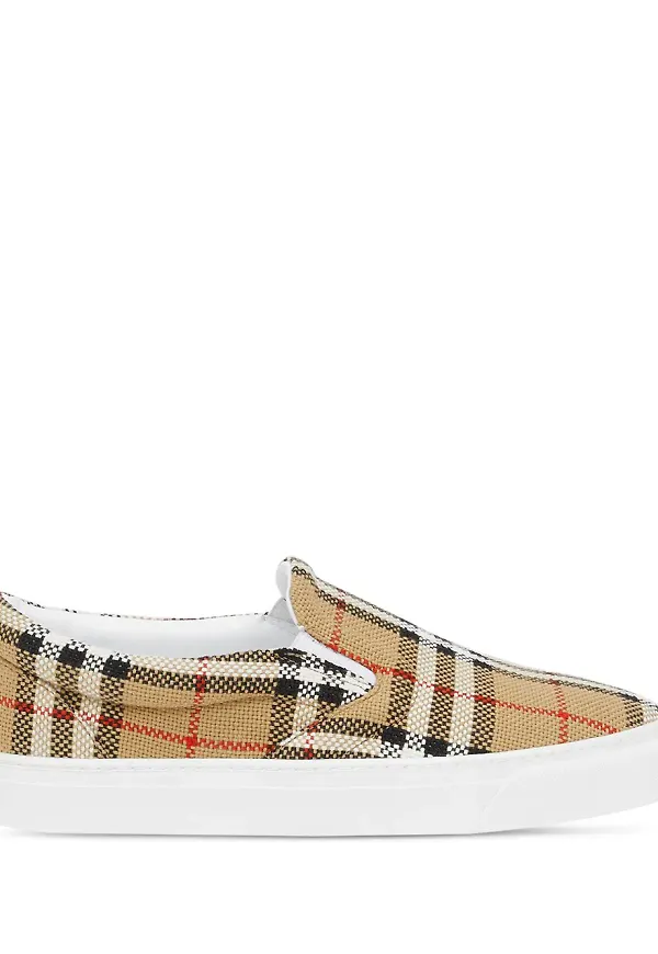 Burberry vintagerutiga slip on-sneakers - Neutral