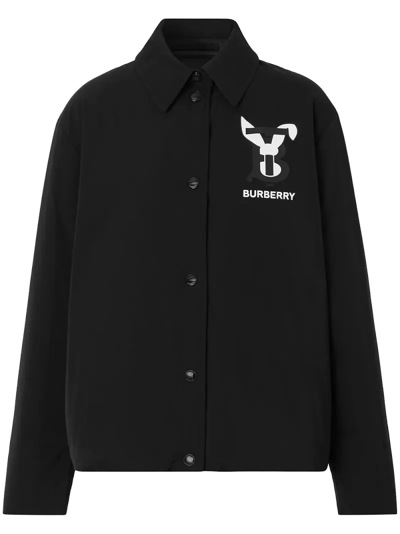 Burberry vändbar quiltad jacka med tryck - Svart