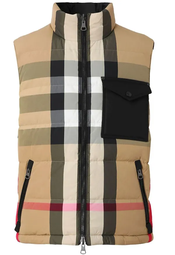 Burberry vändbar rutig puffväst - Neutral