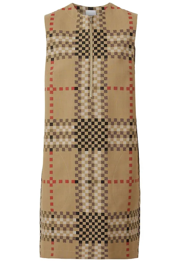 Burberry ärmlös rutig miniklänning - Brun