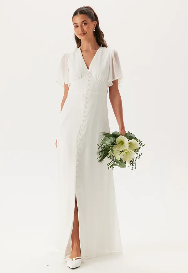 Butterfly Sleeve Button wedding gown