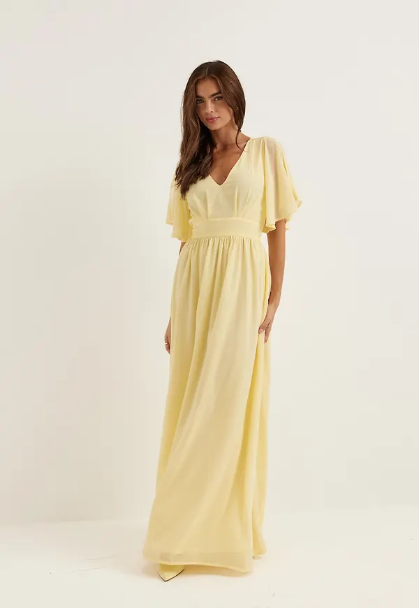 Butterfly Sleeve Chiffon Gown