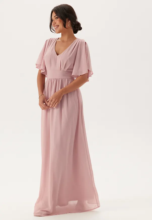 Butterfly Sleeve Chiffon Gown