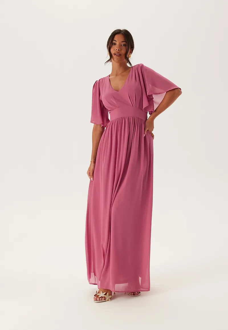 Butterfly Sleeve Chiffon Gown