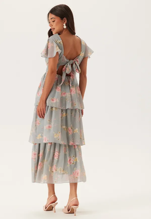 Butterfly Sleeve Flounce Dress