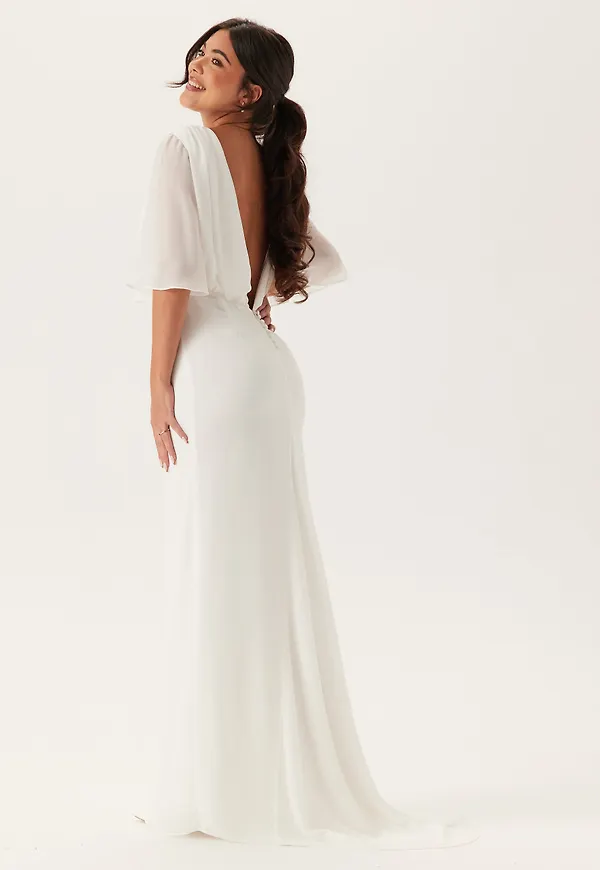 Butterfly Sleeve Mermaid Wedding Gown