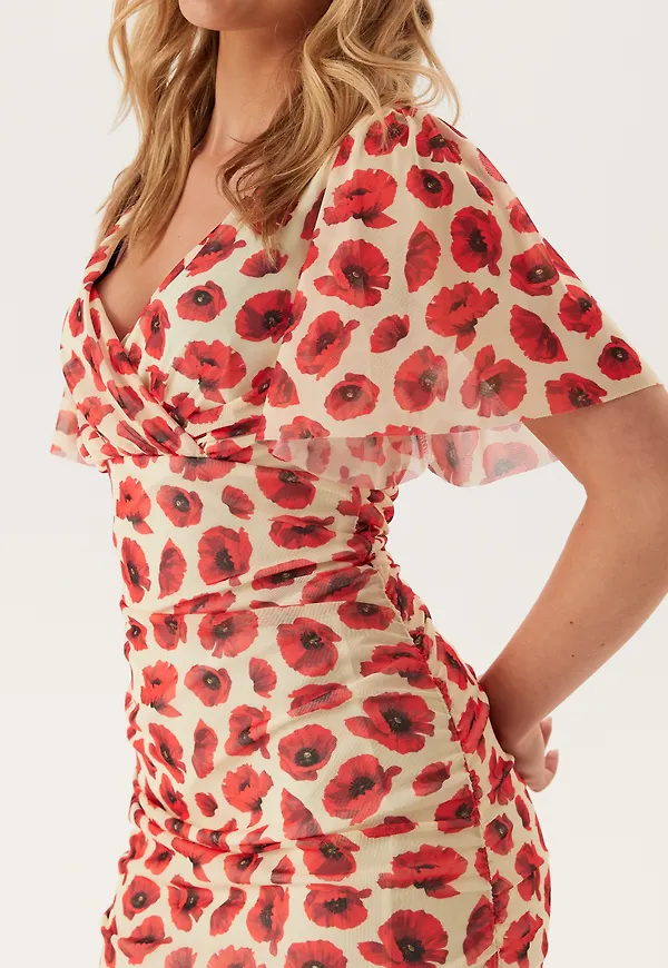 Butterfly Sleeve Mesh Ankle Dress