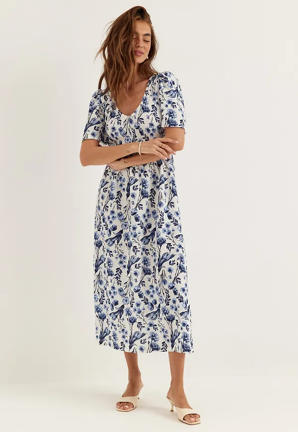 Butterfly Tie Back Midi Dress