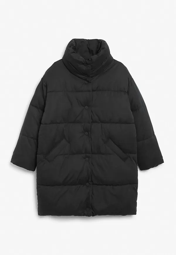 Button-up puffer coat - Black