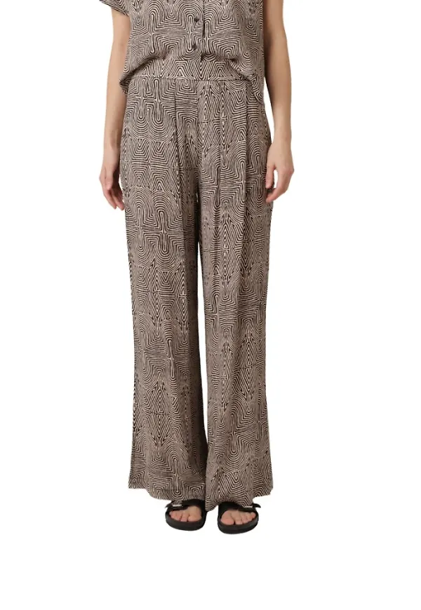 By-Bar Wide Trousers Beige, Dam