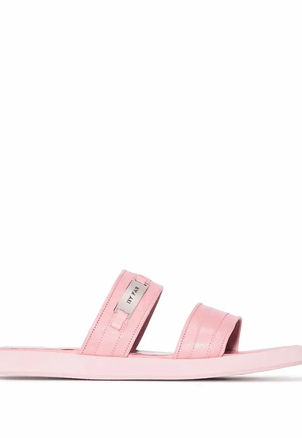 BY FAR Easy lädersandaler - Rosa