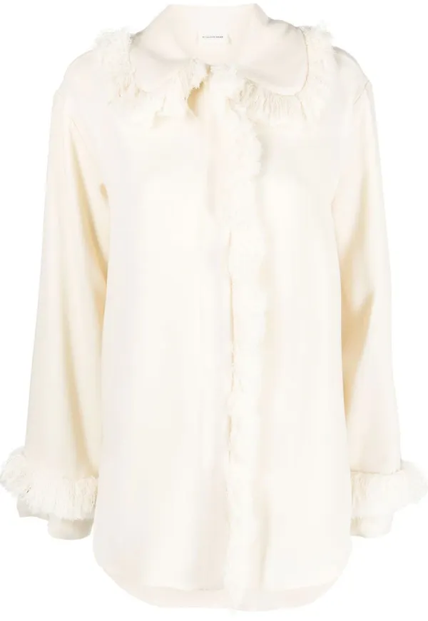 By Malene Birger blus med fransdetalj - Neutral