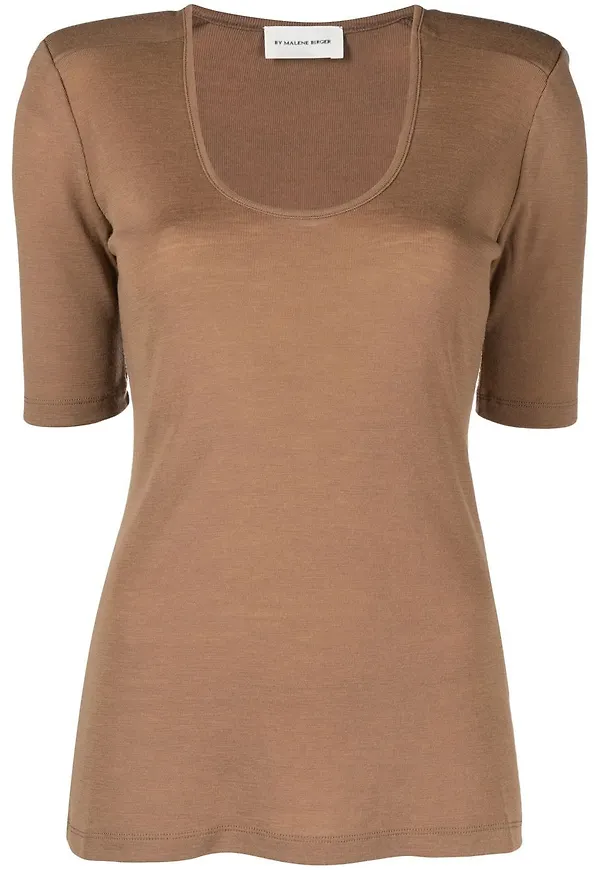 By Malene Birger finstickad kortärmad tröja - Brun
