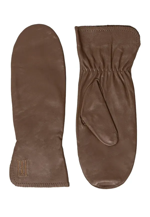 By Malene Birger handskar med brodyr - Brun