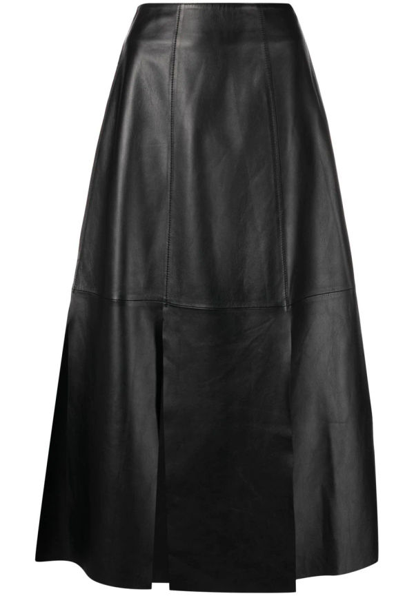 By Malene Birger leather panelled midi skirt - Svart
