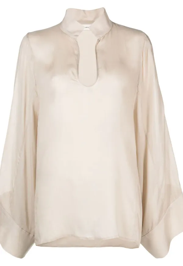 By Malene Birger långärmad blus med rundad hals - Neutral