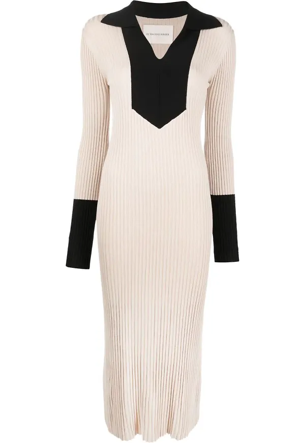 By Malene Birger ribbstickad midiklänning - Neutral
