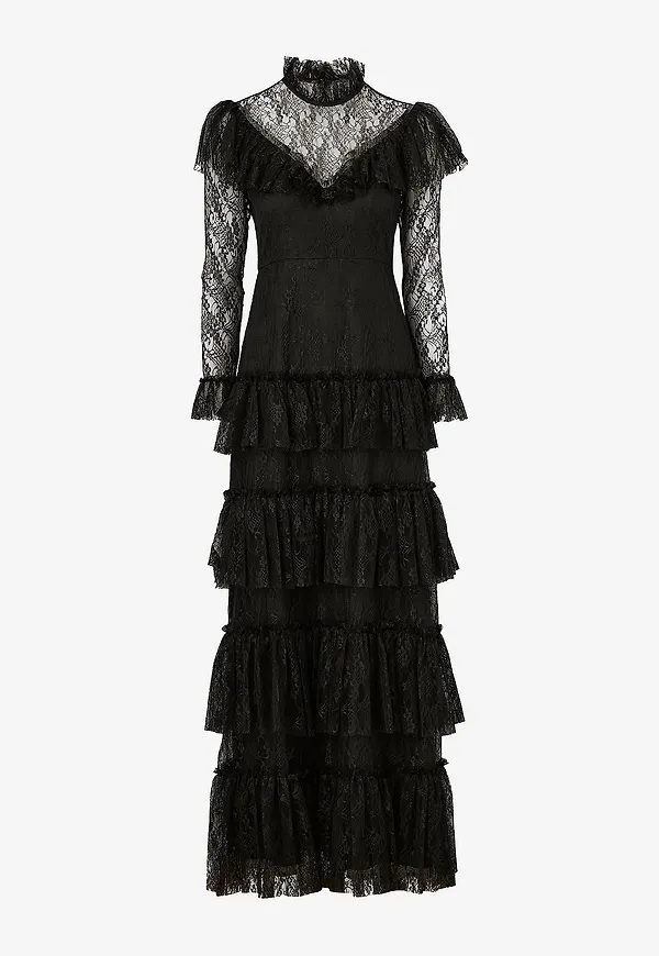 By Malina - Maxiklänning Joelle Long Sleeve Lace Maxi Dress - Svart