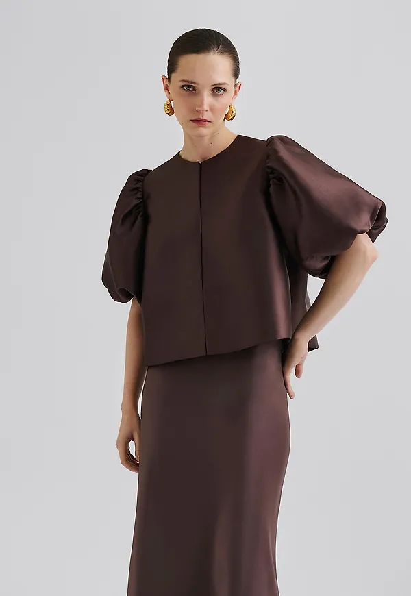 By Malina - Blus Cleo Blouse - Brun