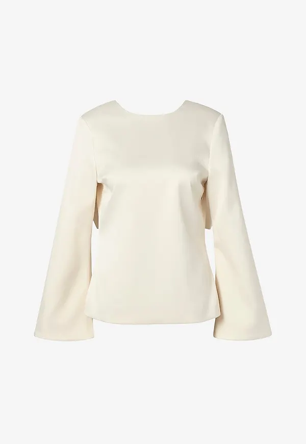 By Malina - Blus Elna Bow Detailed - Vit
