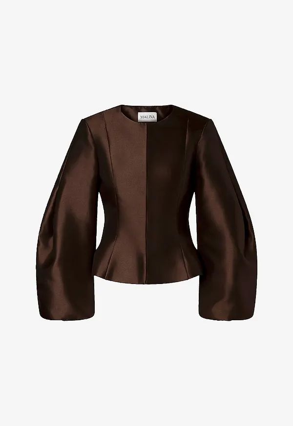 By Malina - Blus Vendela Balloon Sleeve - Brun