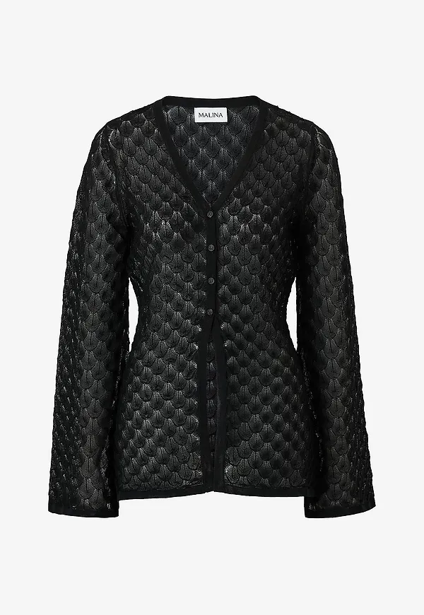 By Malina - Cardigan Ayla Pointelle Knitted - Svart