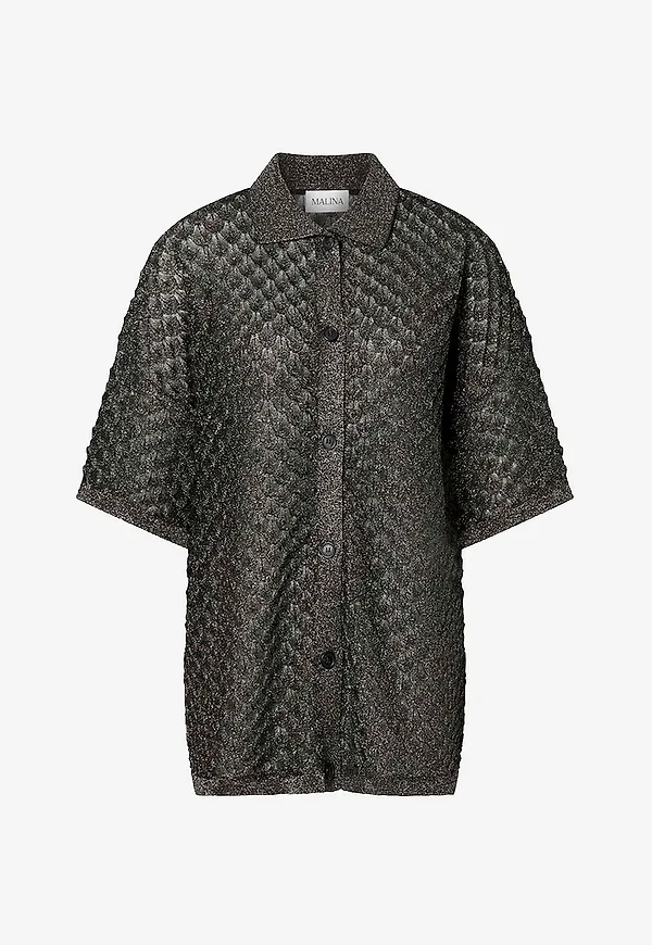 By Malina - Kortärmad skjorta Moa Oversized Pointelle Knitted Shirt - Svart